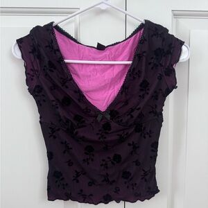 Elegant Black and Pink Floral Women's Top